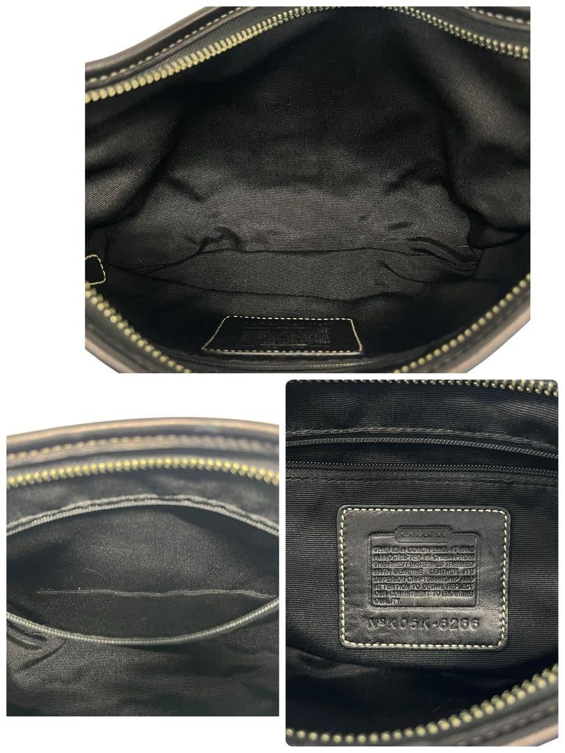 COACH Shoulder Bag Purse 6266 Canvas Leather Black Authentic