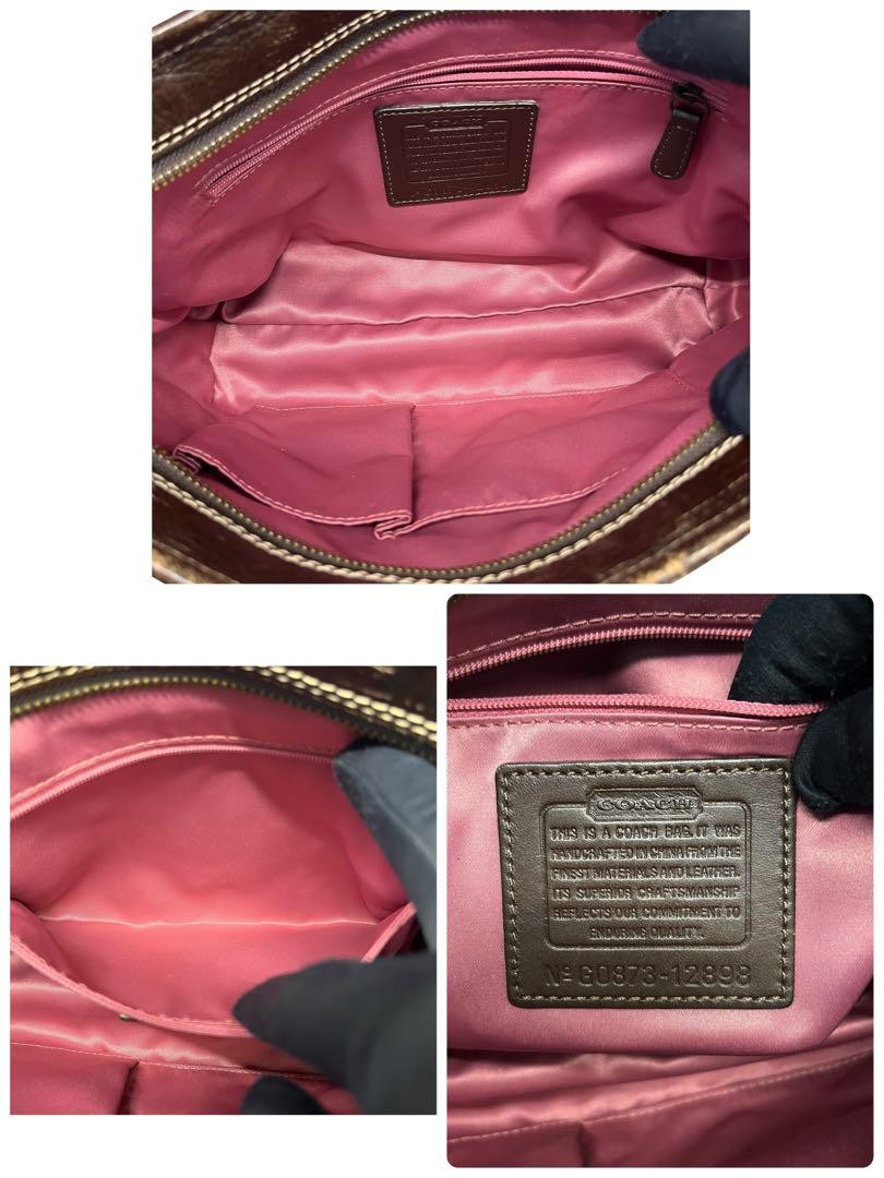 COACH Shoulder Bag Purse Signature 12898 Canvas Leather PVC Suede Patchwork Auth
