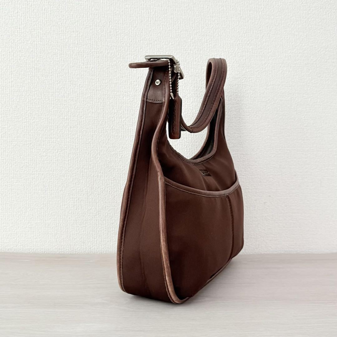 COACH Shoulder Bag Purse Neoprene Ergo Dark Brown Authentic