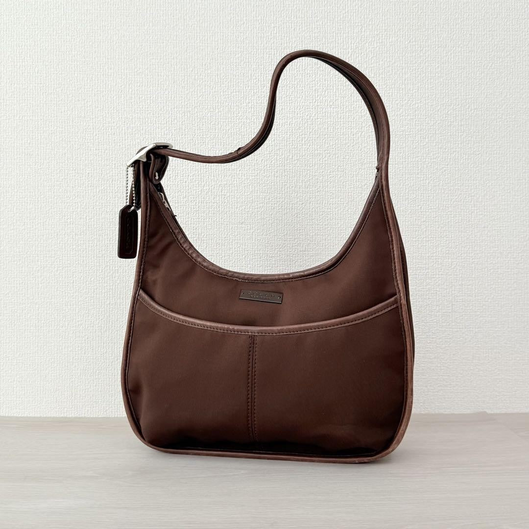 COACH Shoulder Bag Purse Neoprene Ergo Dark Brown Authentic
