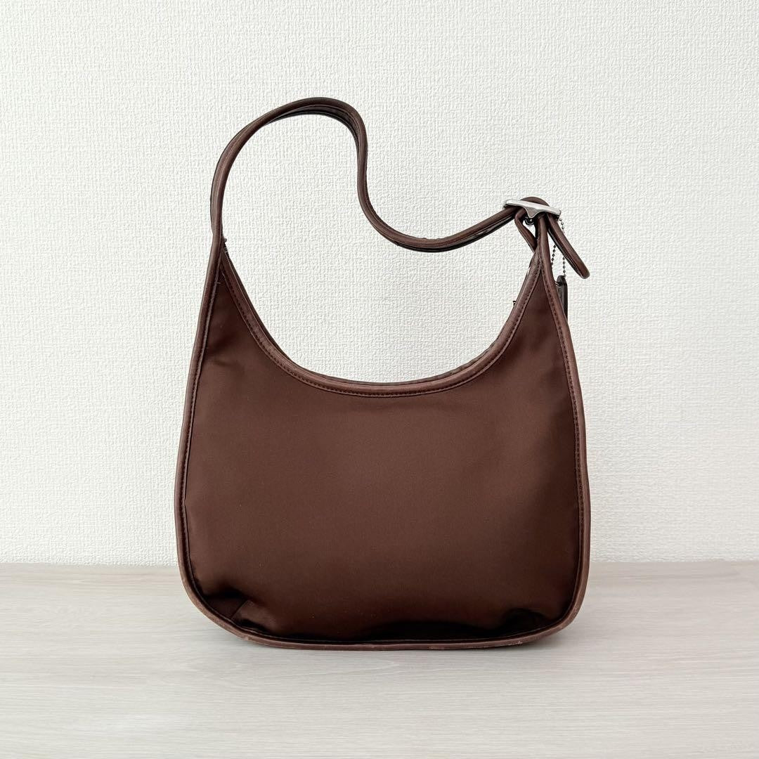 COACH Shoulder Bag Purse Neoprene Ergo Dark Brown Authentic