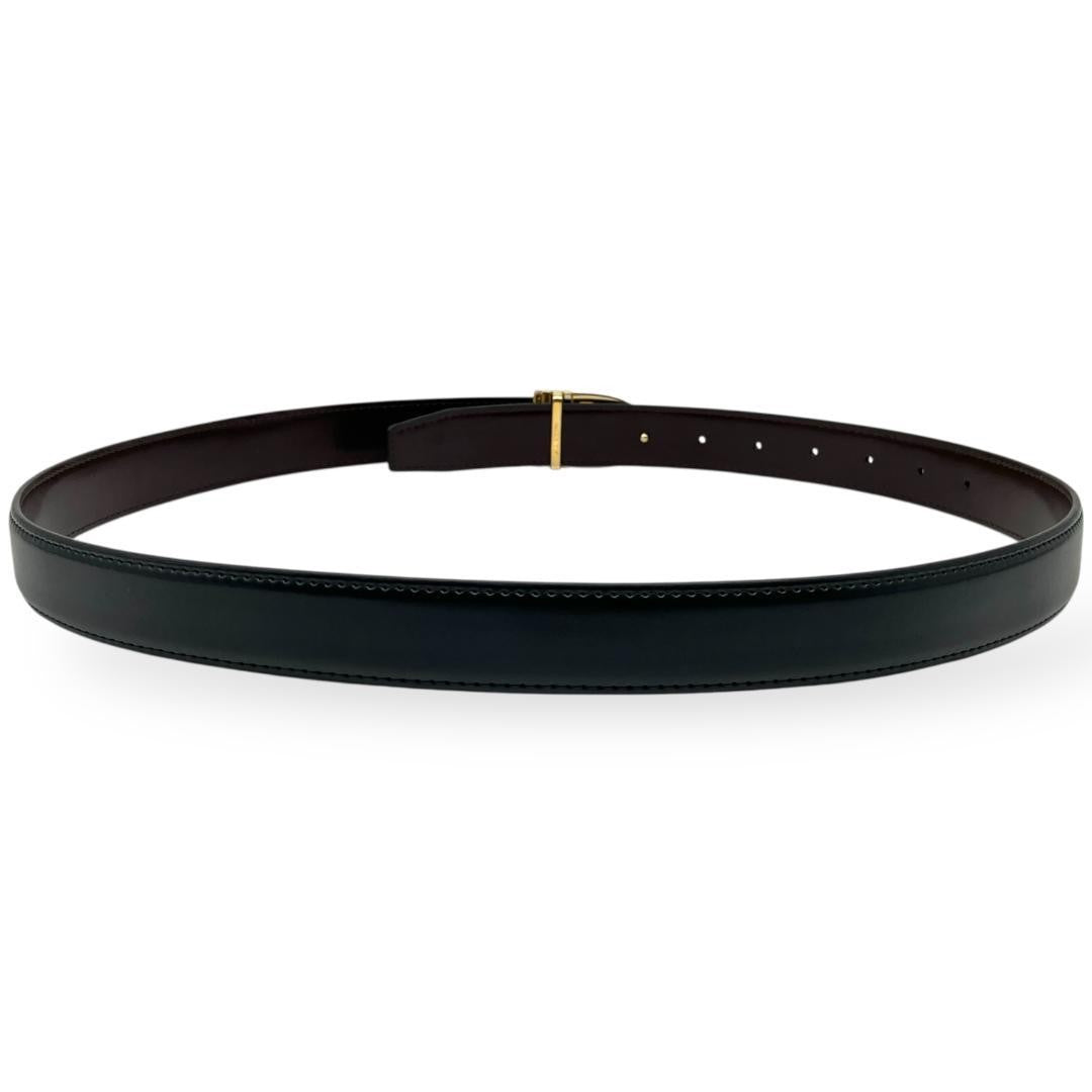 CELINE Men's Belt Horse carriage Gold Black Brown Leather Authentic