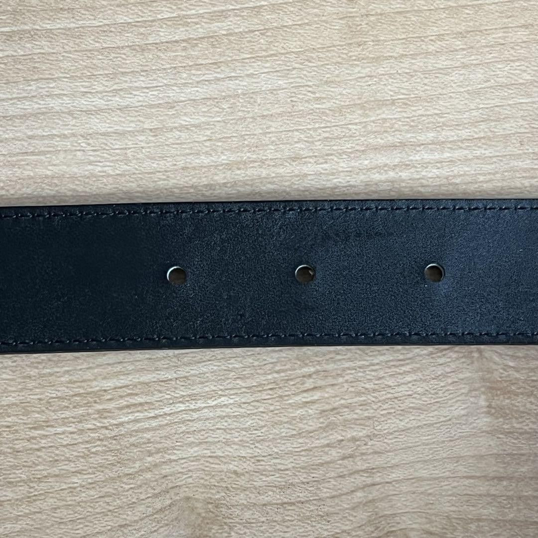 Saint Laurent Men's Belt YSL Cassandra Leather Black Authentic
