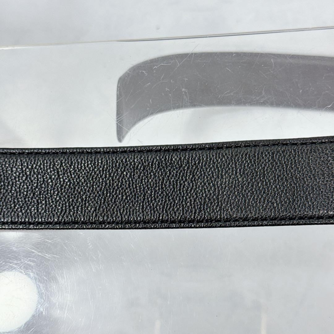 Saint Laurent Men's Belt YSL Cassandra Leather Black Authentic