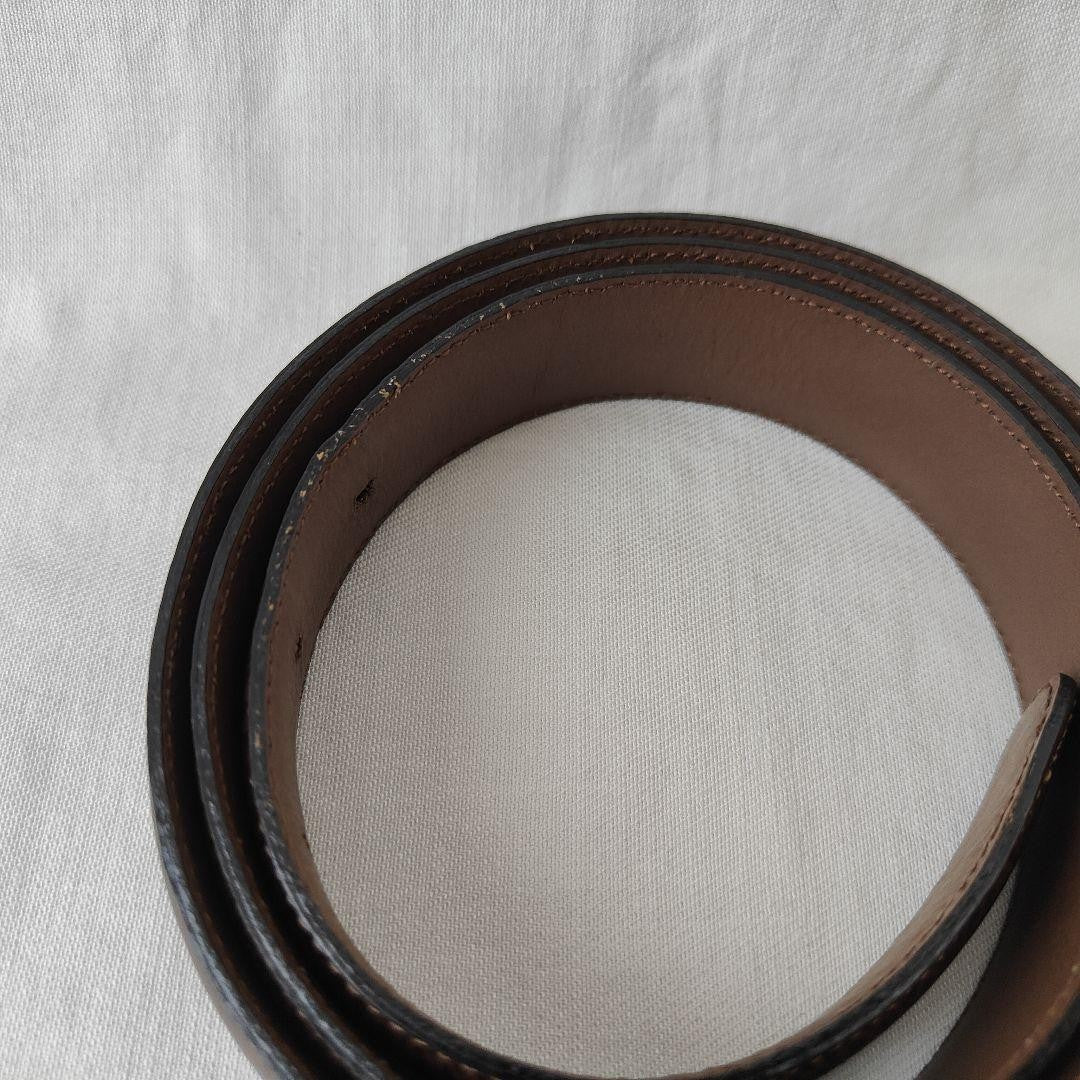 Christian Dior MONSIEUR Men's Belt Logo Gold Brown Authentic