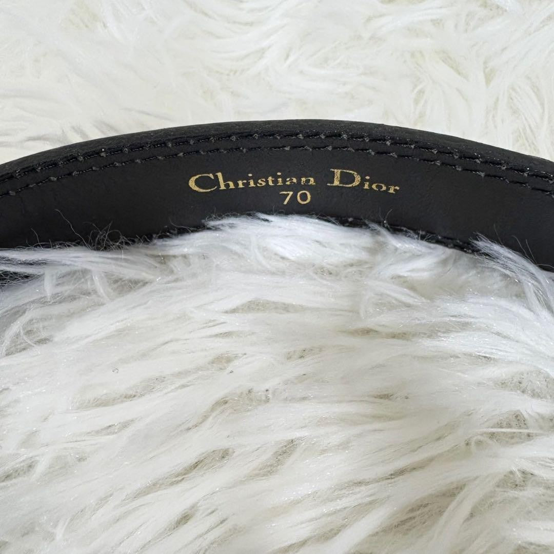 Christian Dior Men's Belt Logo Leather Black Authentic