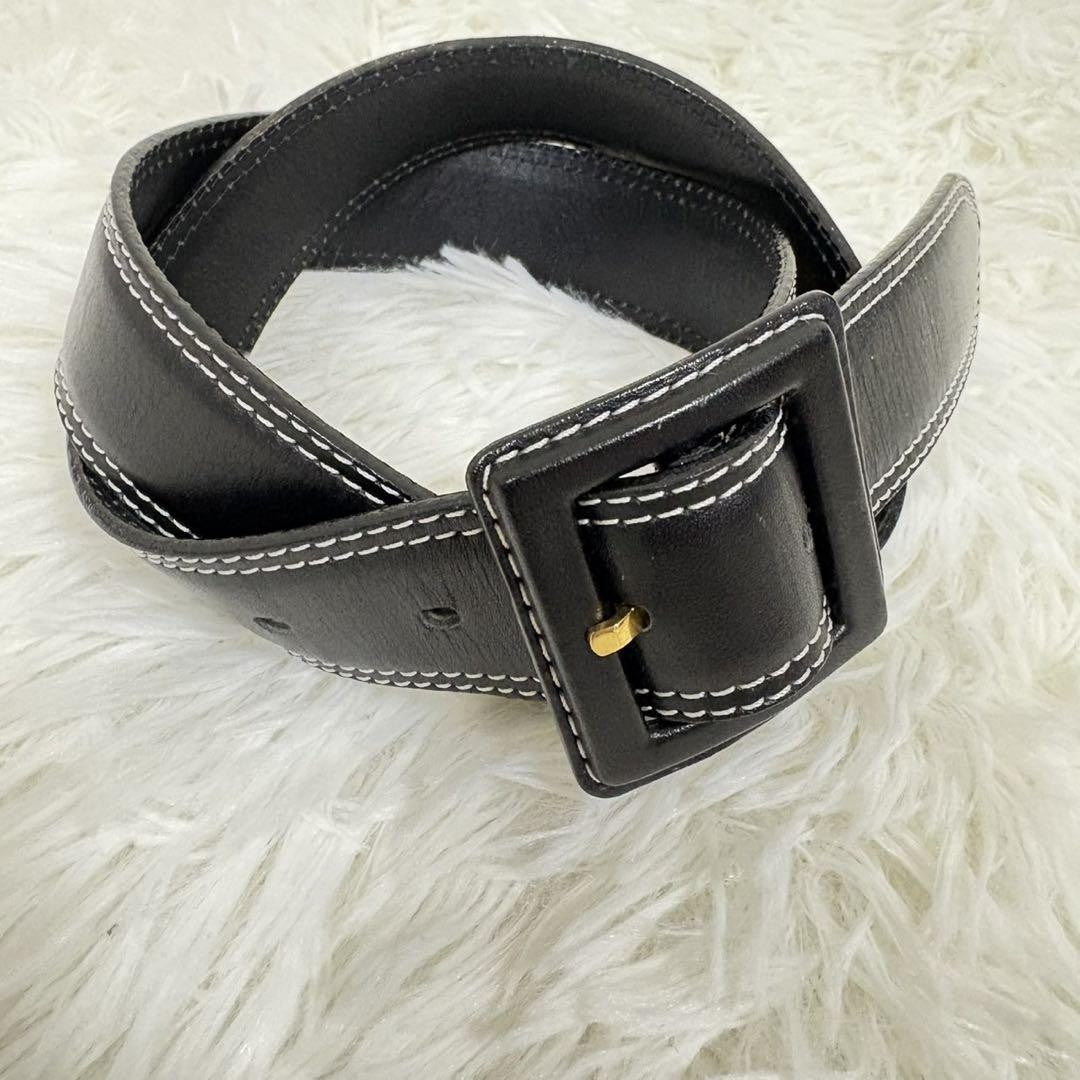 Christian Dior Men's Belt Logo Leather Black Authentic