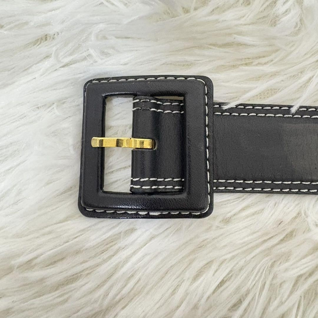 Christian Dior Men's Belt Logo Leather Black Authentic