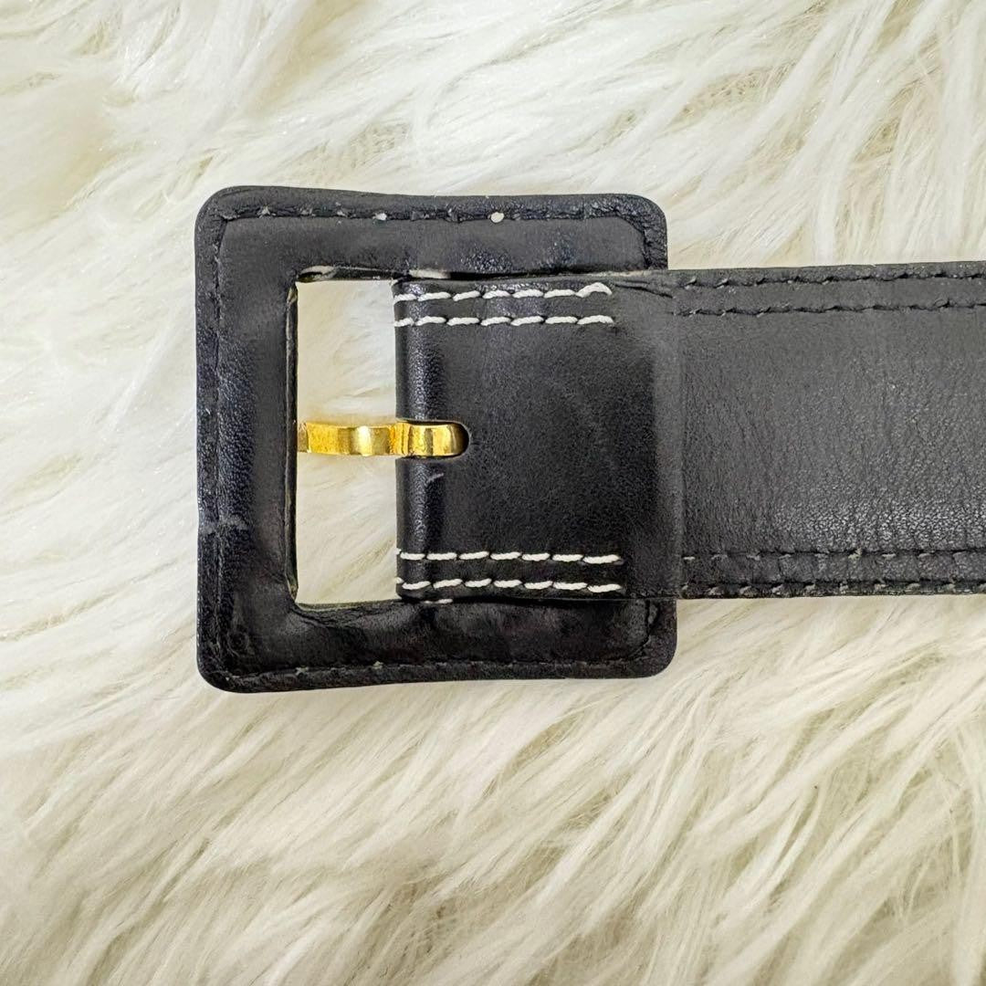 Christian Dior Men's Belt Logo Leather Black Authentic