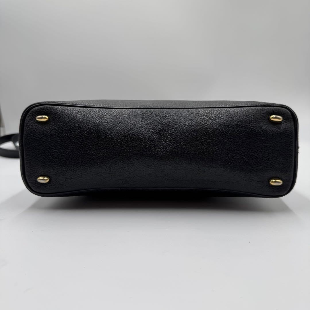 CELINE Shoulder Bag Purse Leather Black Authentic