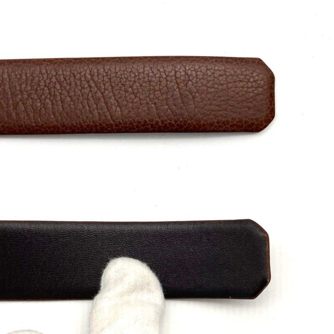 Christian Dior Unisex Belt CD Leather Brown Authentic