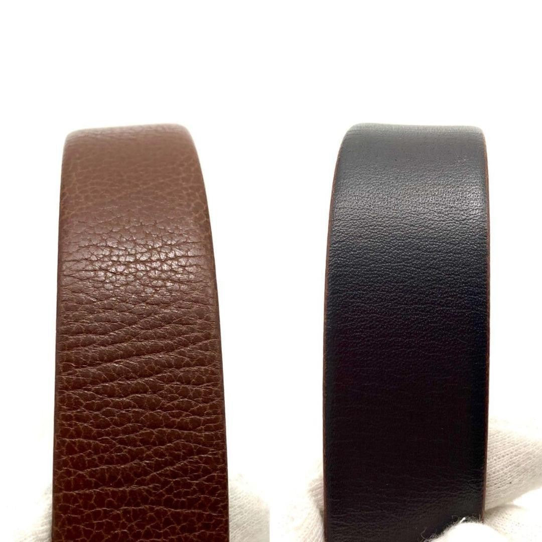 Christian Dior Unisex Belt CD Leather Brown Authentic