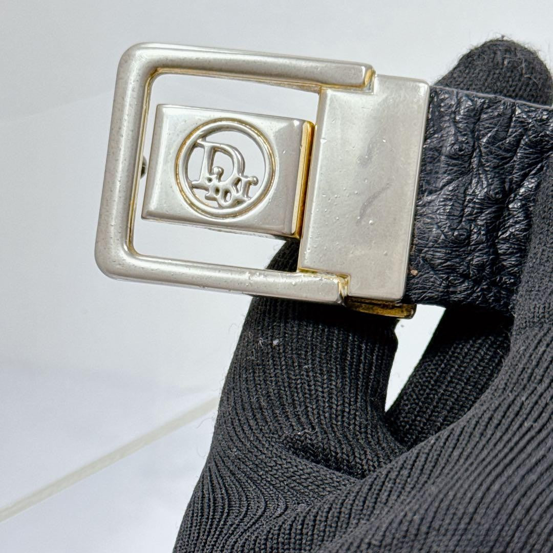 Christian Dior Men's Belt Logo Leather Black Authentic
