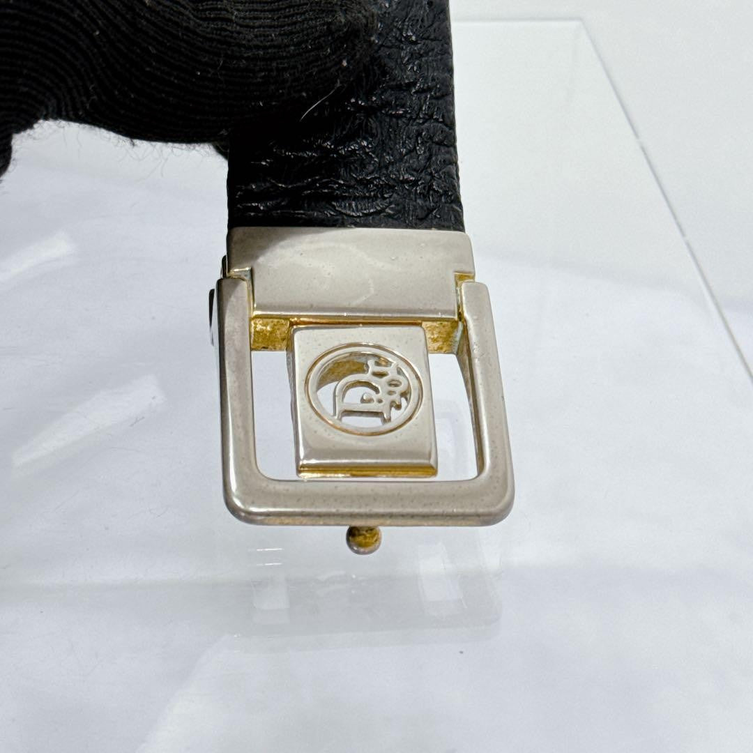 Christian Dior Men's Belt Logo Leather Black Authentic