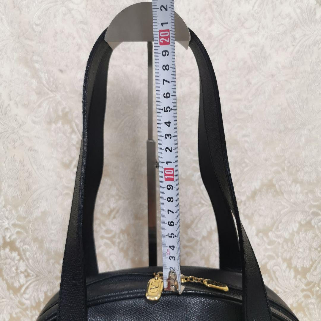 Valentino Garavani Shoulder Bag Purse Logo Leather Black Authentic