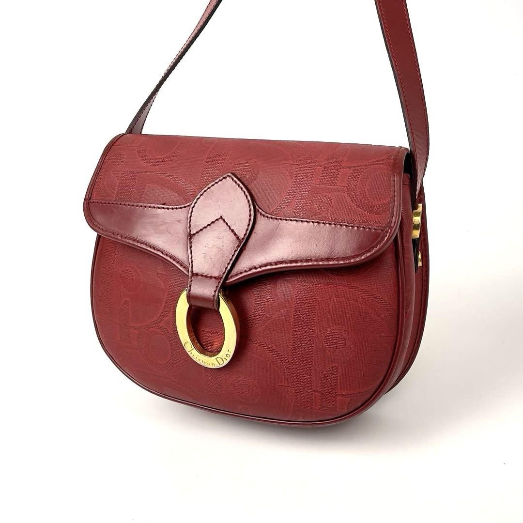 Christian Dior Shoulder Bag Purse Trotter PVC Leather Red Authentic