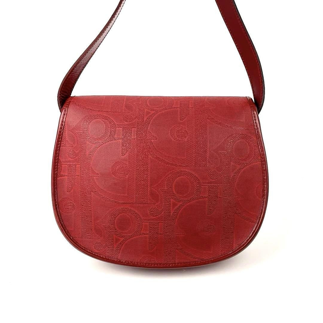 Christian Dior Shoulder Bag Purse Trotter PVC Leather Red Authentic