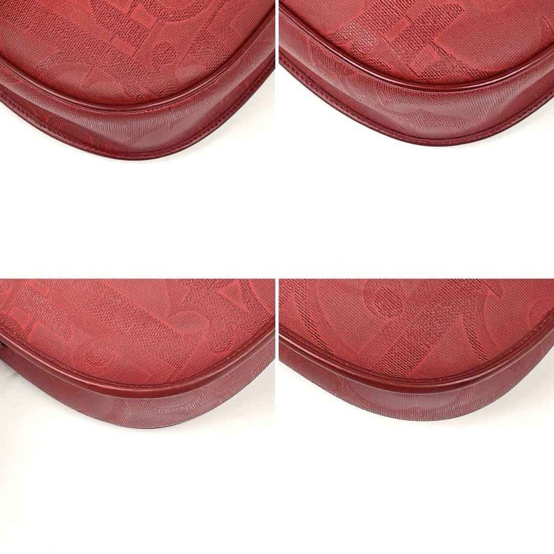 Christian Dior Shoulder Bag Purse Trotter PVC Leather Red Authentic