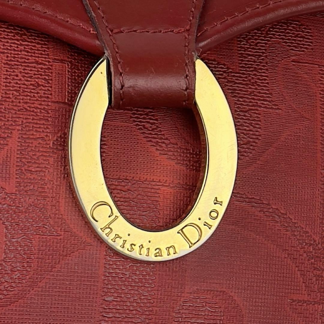 Christian Dior Shoulder Bag Purse Trotter PVC Leather Red Authentic