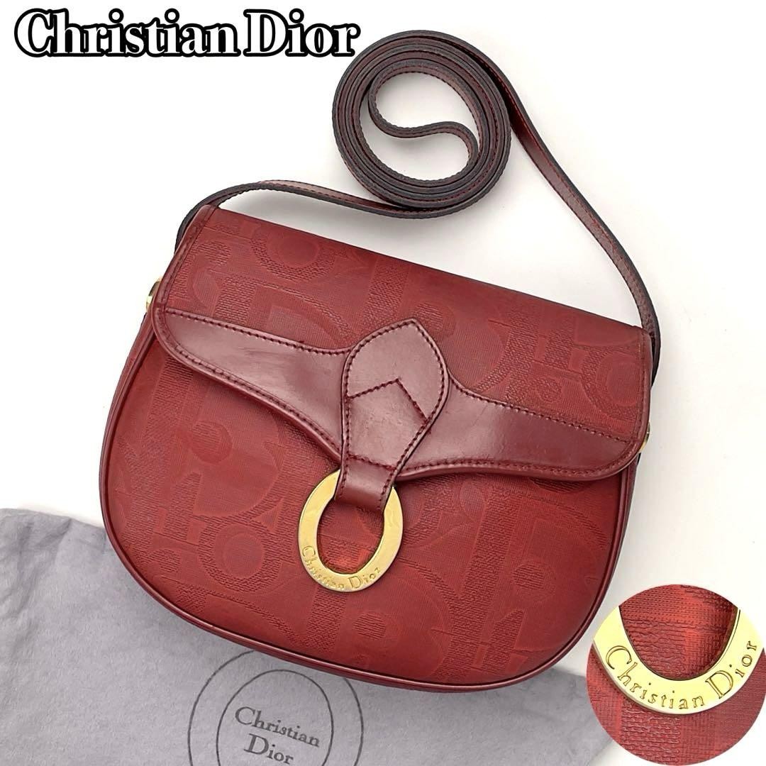Christian Dior Shoulder Bag Purse Trotter PVC Leather Red Authentic