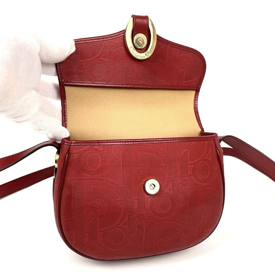 Christian Dior Shoulder Bag Purse Trotter PVC Leather Red Authentic
