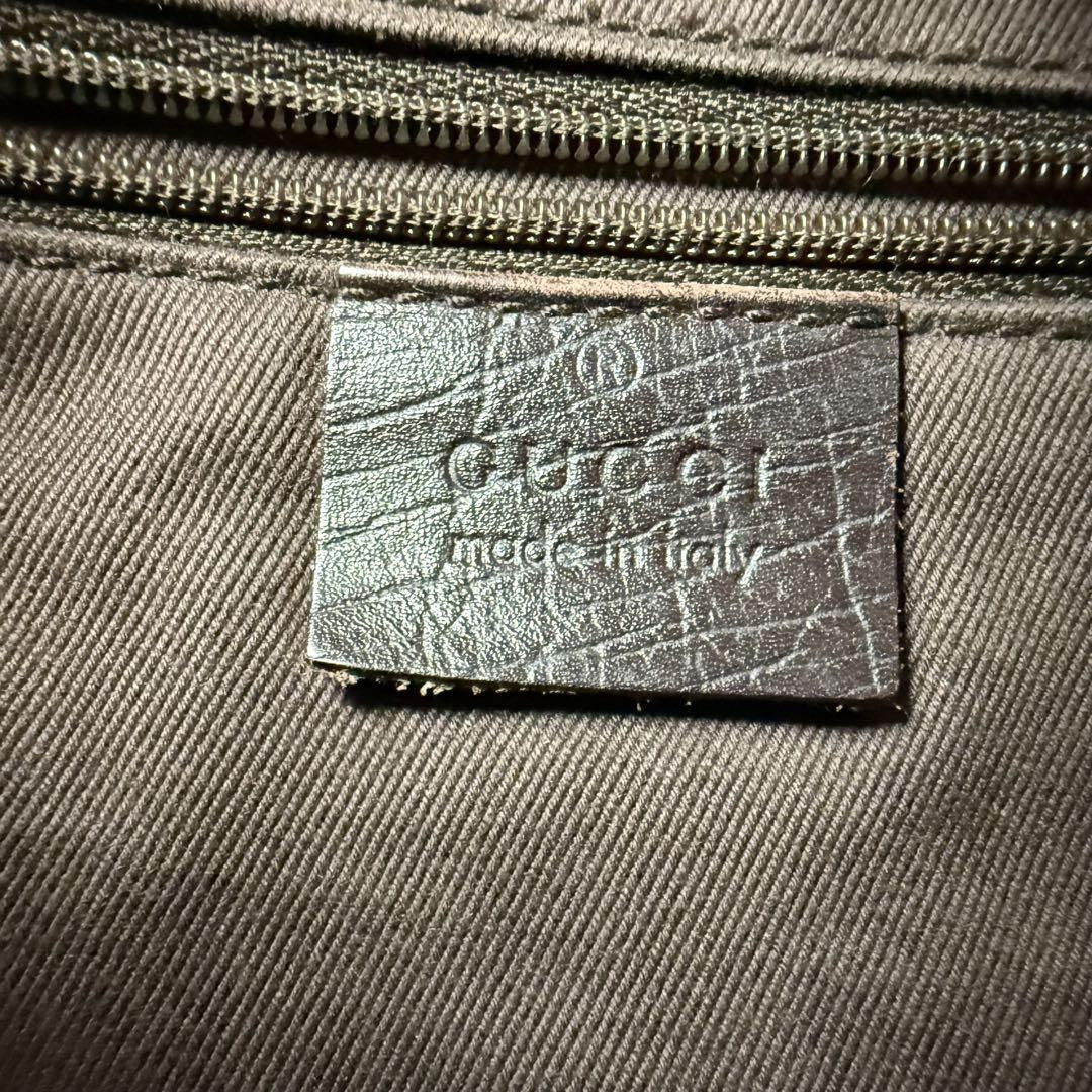GUCCI Mini Boston Bag Hand Bag Purse Sherry Line GG Canvas Leather Beige Brown