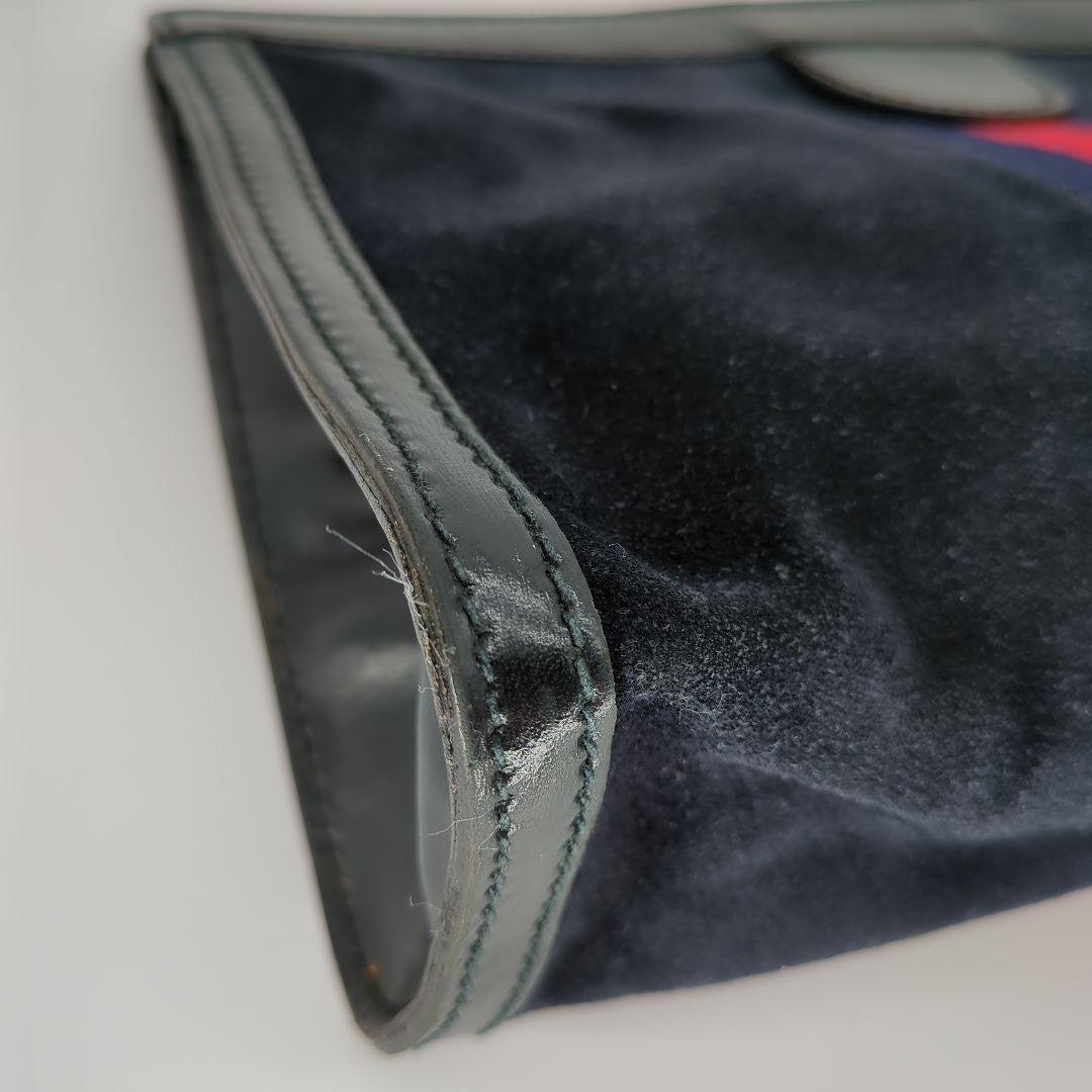 GUCCI Clutch Bag Second Bag Sherry Line Suede Navy Authentic