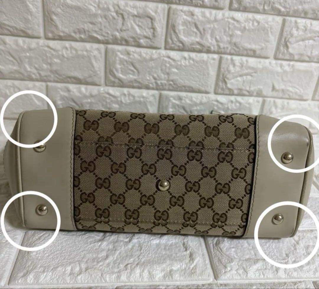 GUCCI Hand Bag Tote Purse GG Canvas Beige Authentic