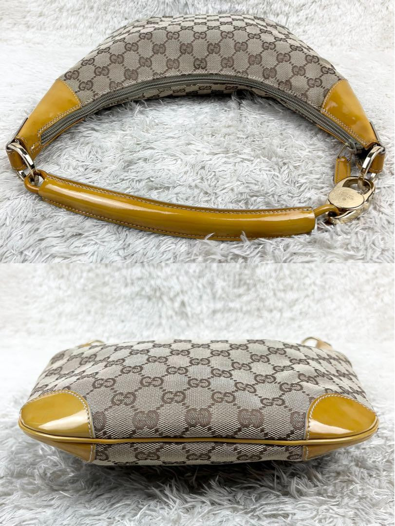 GUCCI Shoulder Bag Purse GG Canvas Mustard Beige Authentic
