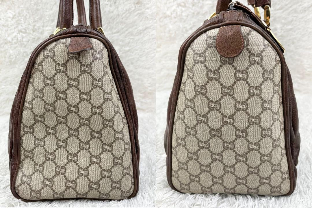 GUCCI Hand Bag Tote Purse GG Supreme Leather PVC Brown Beige Authentic