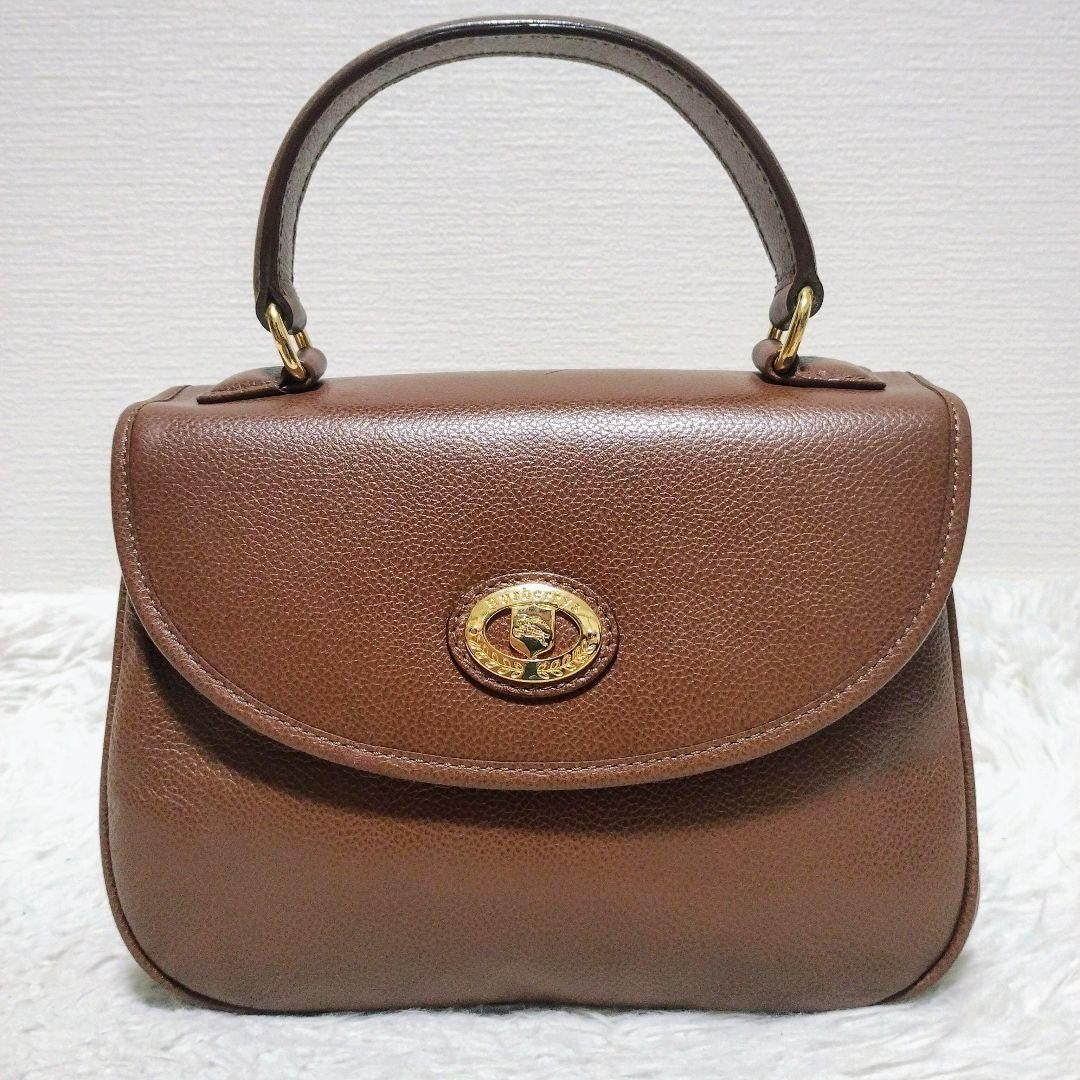 BURBERRY Hand Shoulder Bag Tote Purse 2way Nova Check Leather Brown Authentic