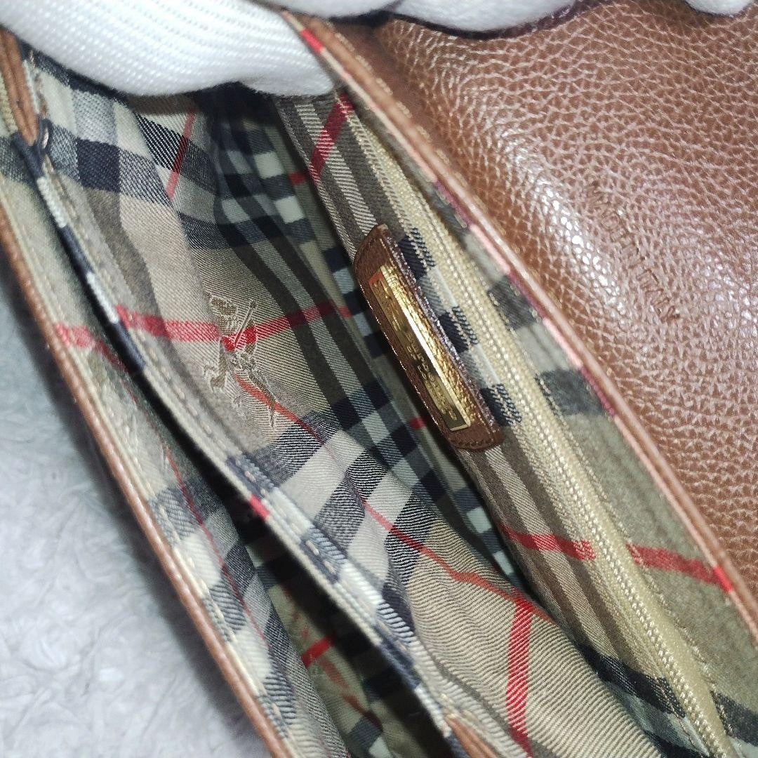 BURBERRY Hand Shoulder Bag Tote Purse 2way Nova Check Leather Brown Authentic