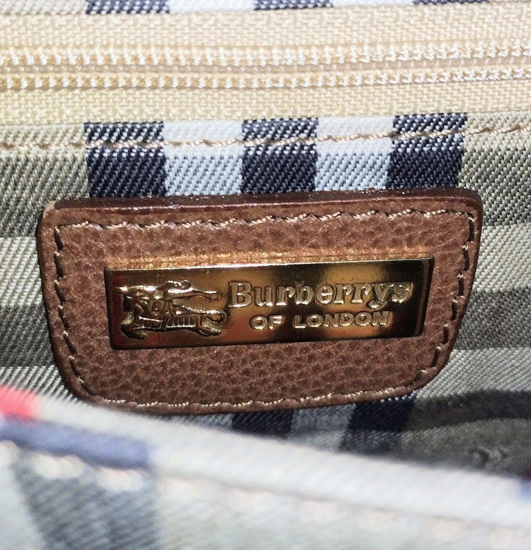 BURBERRY Hand Shoulder Bag Tote Purse 2way Nova Check Leather Brown Authentic