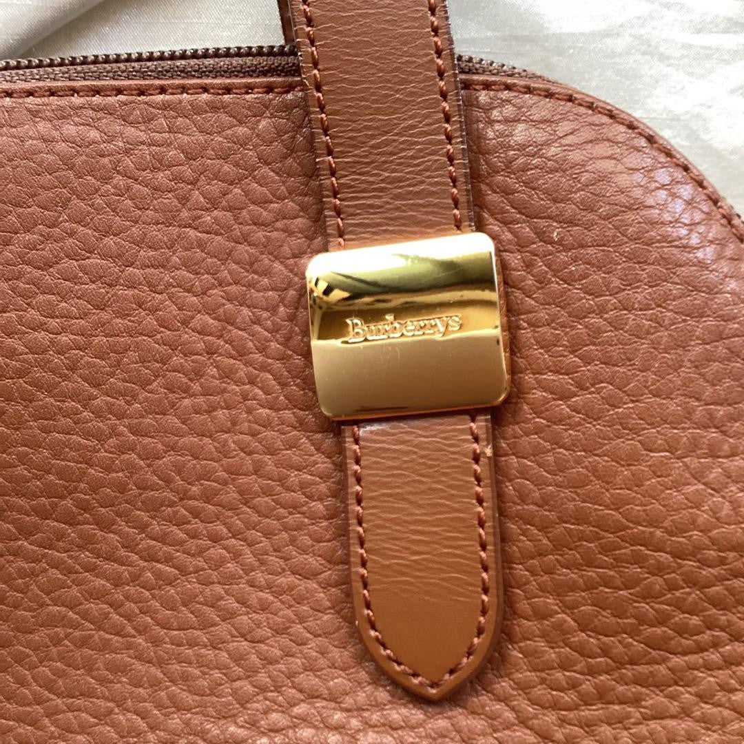 BURBERRY Hand Bag Tote Purse Nova Check Leather Brown Authentic
