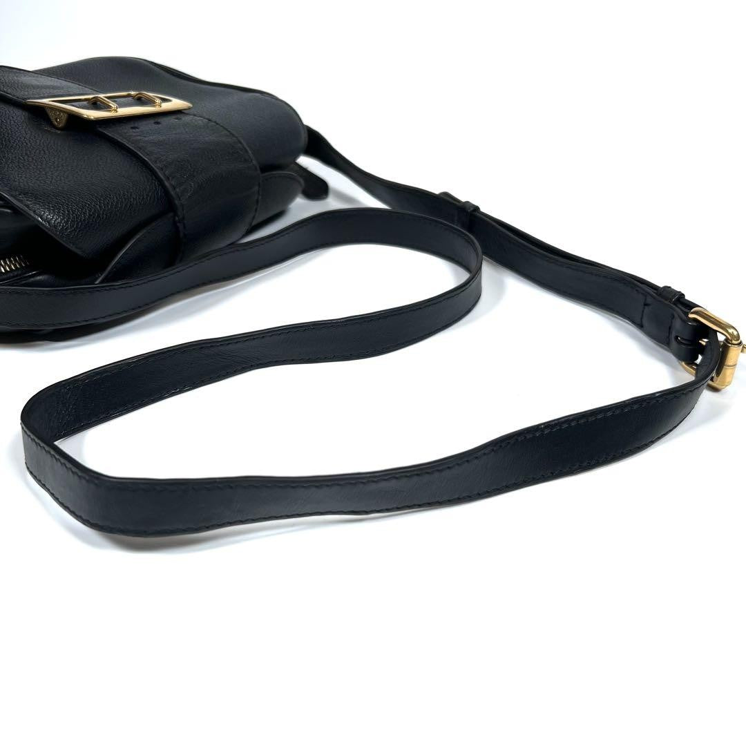 BURBERRY Shoulder Bag Purse Nova Check Leather Black Authentic