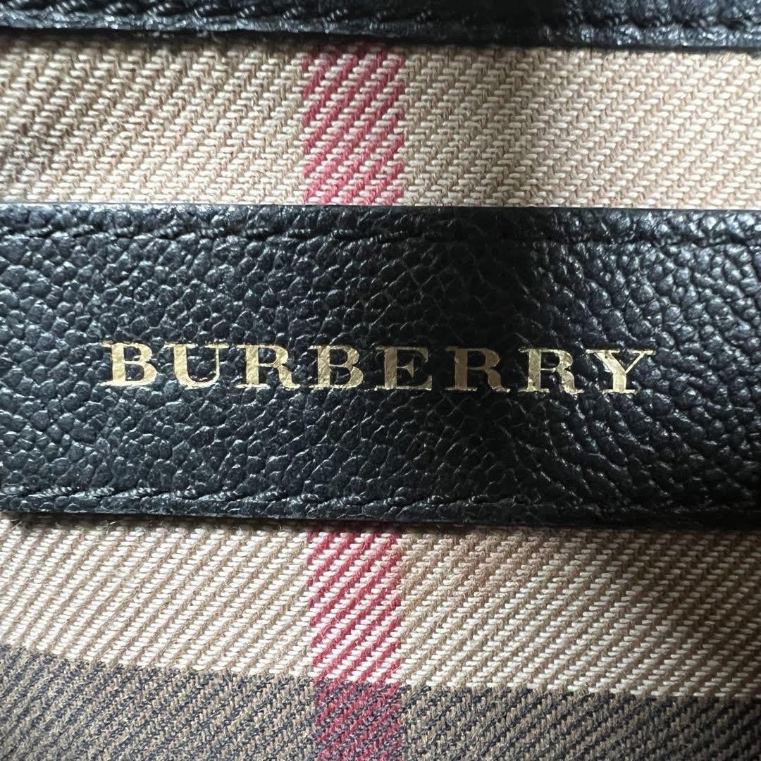BURBERRY Shoulder Bag Purse Nova Check Leather Black Authentic