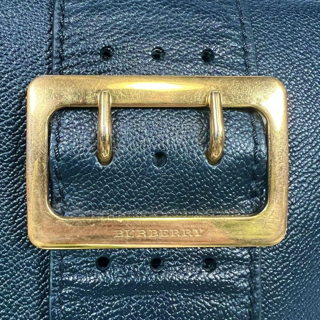 BURBERRY Shoulder Bag Purse Nova Check Leather Black Authentic