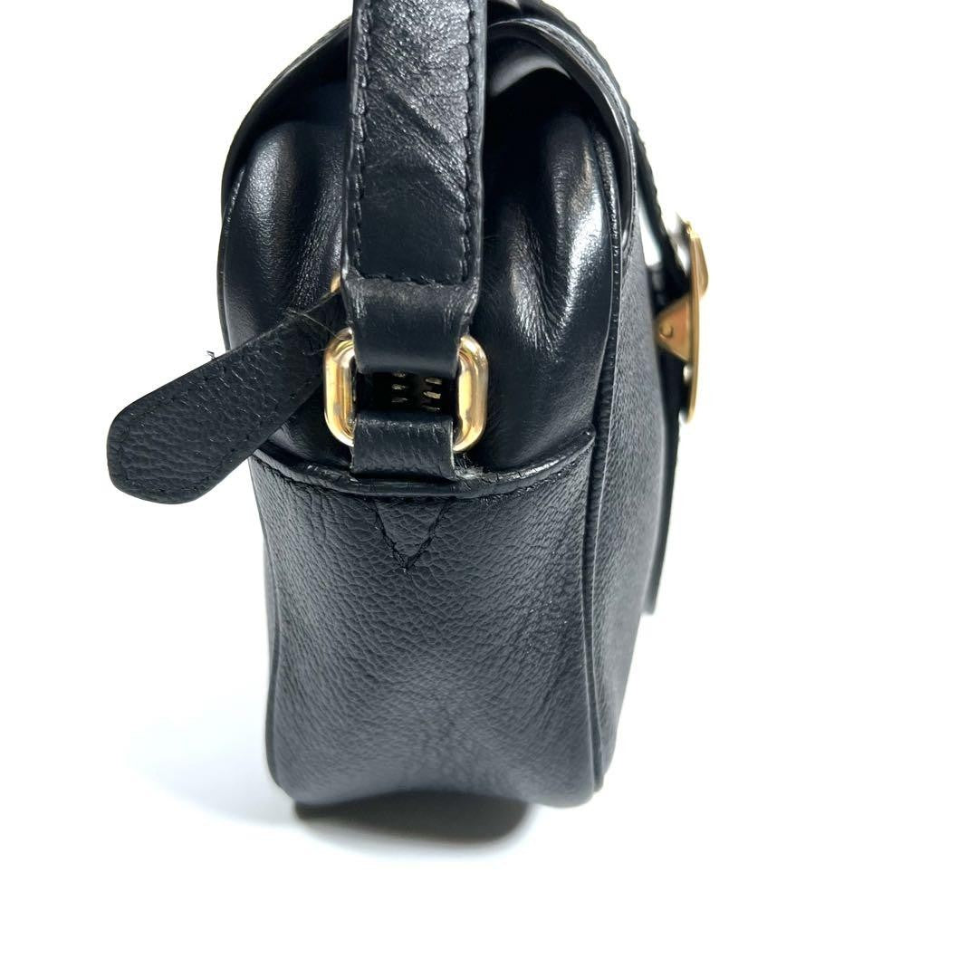 BURBERRY Shoulder Bag Purse Nova Check Leather Black Authentic