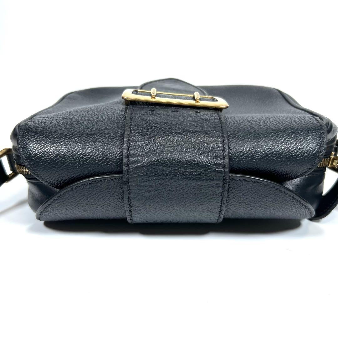 BURBERRY Shoulder Bag Purse Nova Check Leather Black Authentic