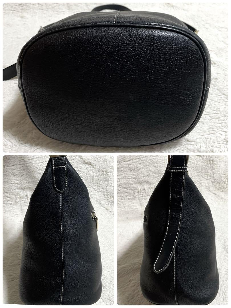 BURBERRY Shoulder Bag Purse Nova Check Leather Black Authentic
