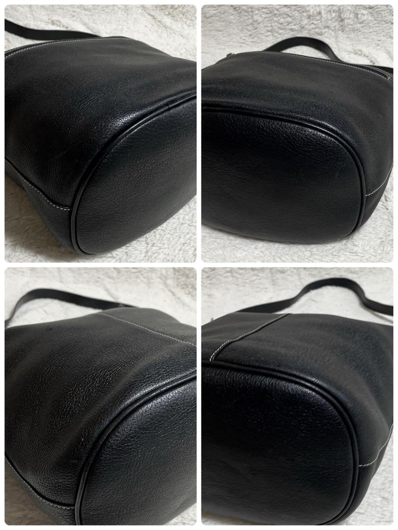 BURBERRY Shoulder Bag Purse Nova Check Leather Black Authentic