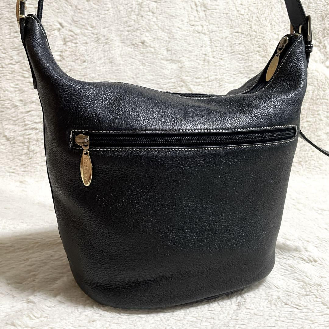 BURBERRY Shoulder Bag Purse Nova Check Leather Black Authentic