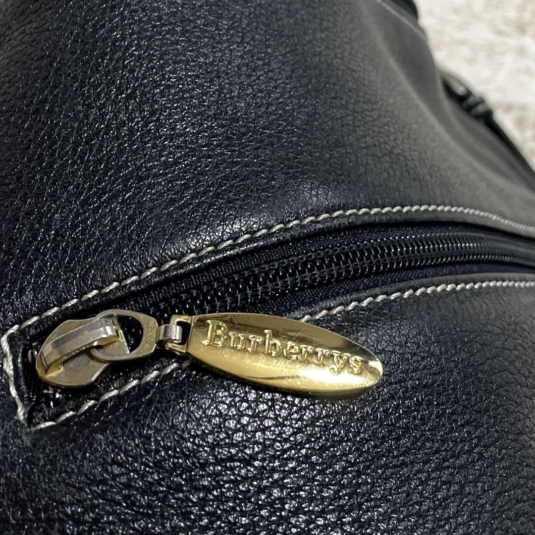 BURBERRY Shoulder Bag Purse Nova Check Leather Black Authentic