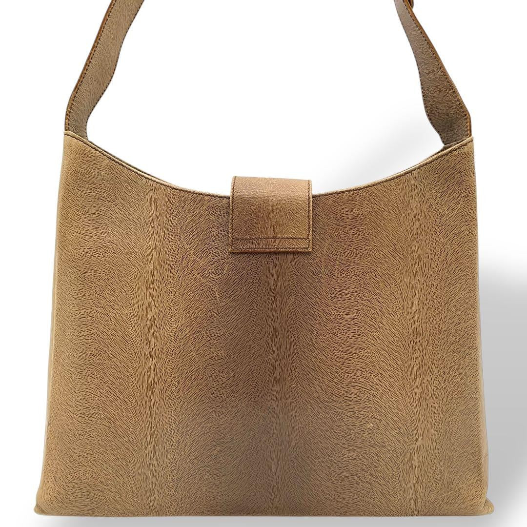 Salvatore Ferragamo Shoulder Bag Purse Gancini Leather Brown Authentic