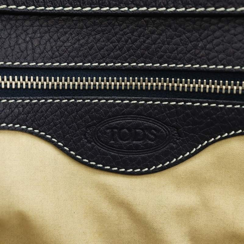 TOD'S Hand Bag Tote Purse Leather Navy Authentic