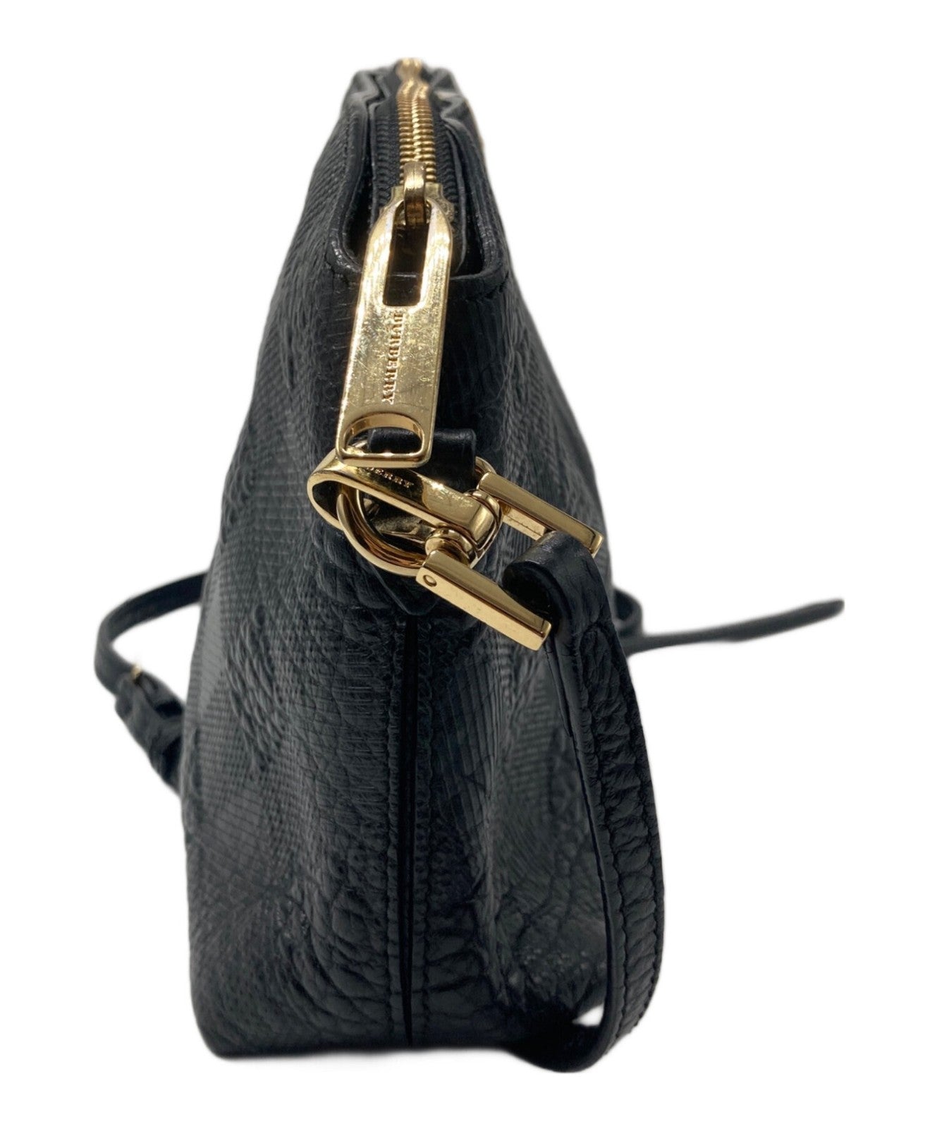 BURBERRY Shoulder Bag Purse Leather Black Authentic