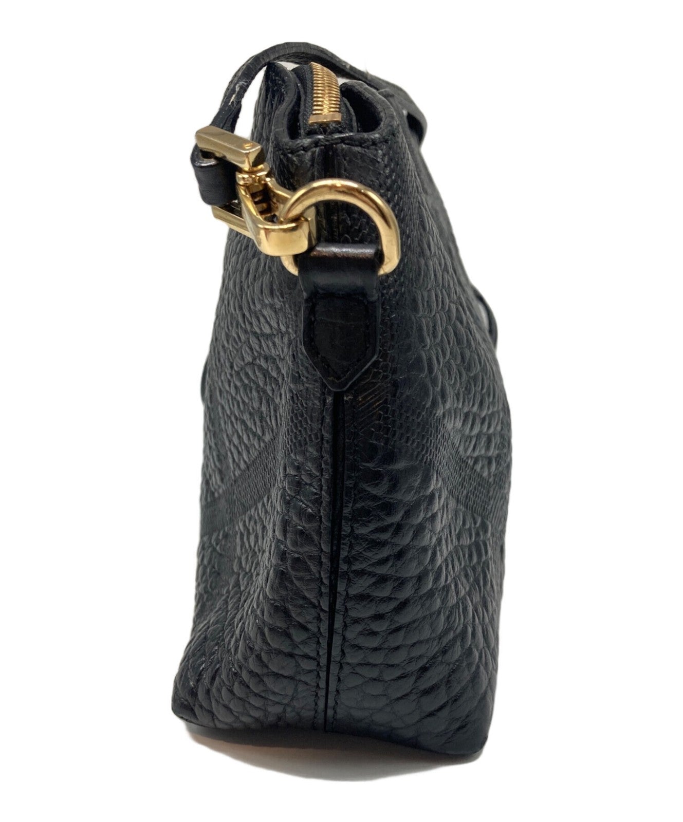 BURBERRY Shoulder Bag Purse Leather Black Authentic