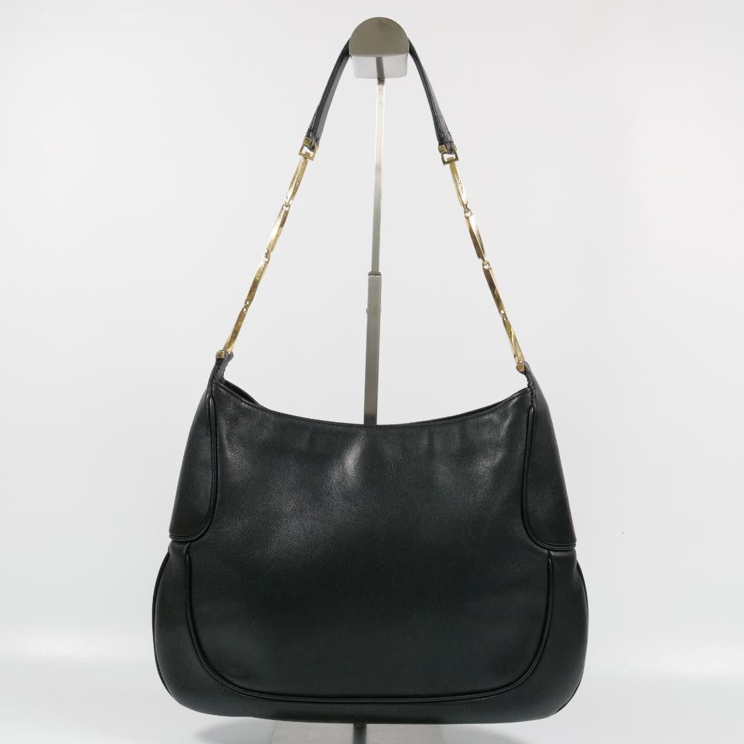 Salvatore Ferragamo Shoulder Bag Purse Leather Black Authentic