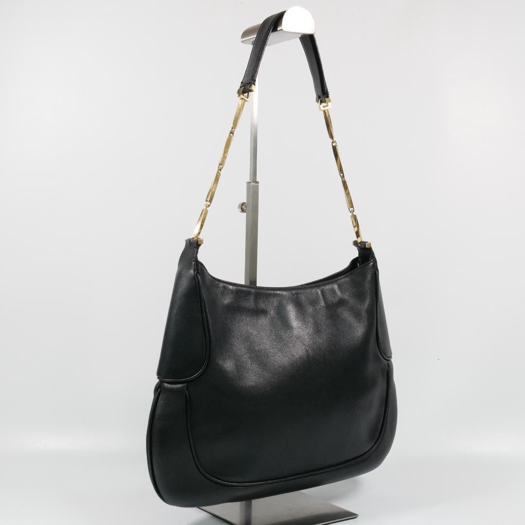Salvatore Ferragamo Shoulder Bag Purse Leather Black Authentic