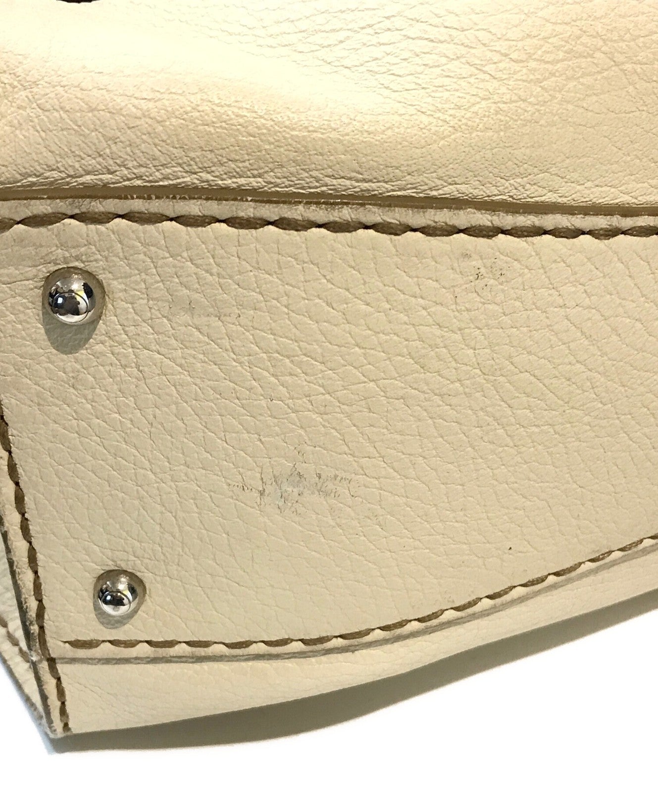 TOD'S Hand Bag Tote Purse Beige Authentic